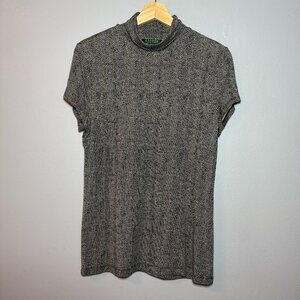 Lauren Ralph Lauren Top Black Pearl Herringbone Turtleneck